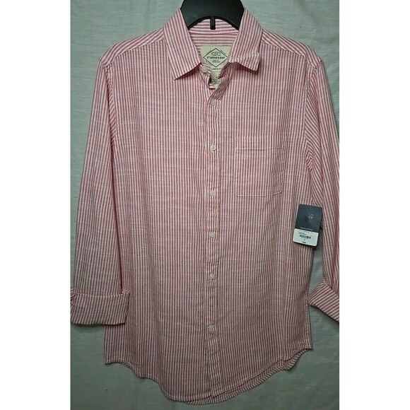 St John's Bay Classic Fit Long Sleeve Button Shirt, Sz Small, Rose Bengal NWT - Picture 1 of 8